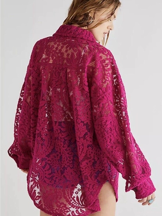 Free People Jackets & Blazers - NW Free People “Ruby” lace jacket in raspberry sherbet size L